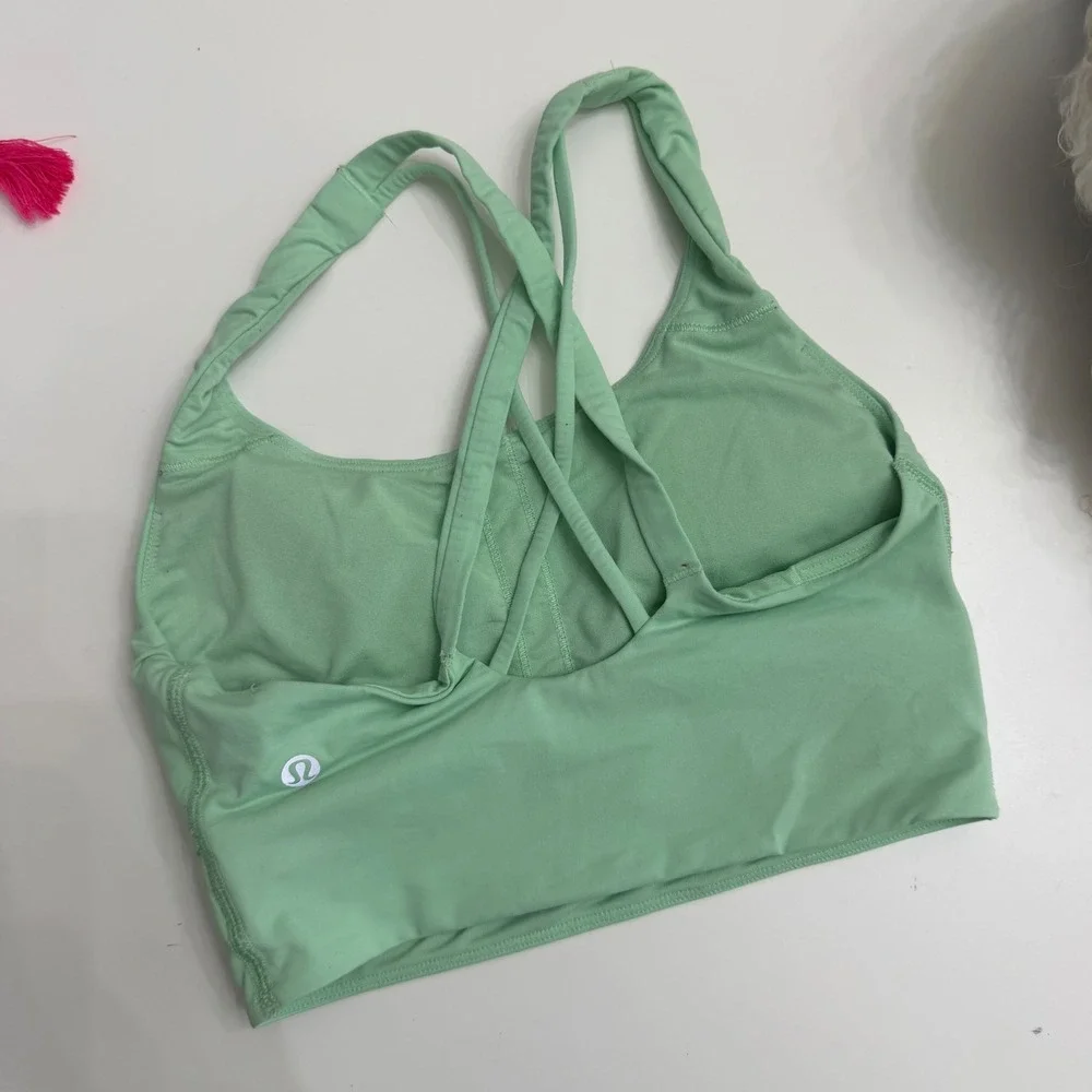 Lululemon Energy Bra Longline‎ XXS Mint Green Strappy Back Sports Bra